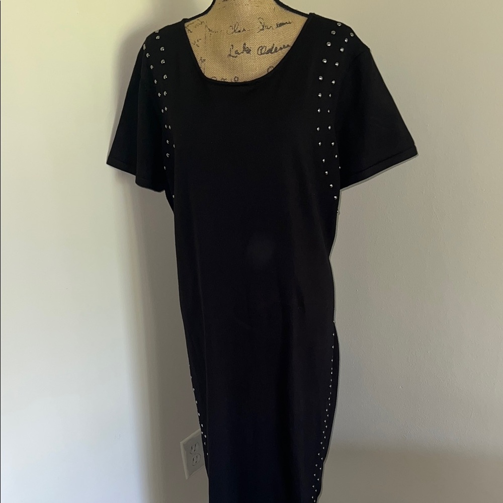 Elegant Black Studded Ashley Stewart Dress - Picture 4 of 7
